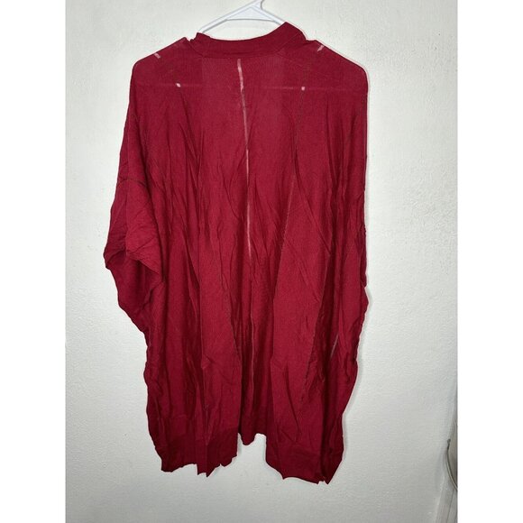 Chico’s Shadow Stripe Ruana Covering Shawl Kimono In Red One Size - Picture 3 of 7